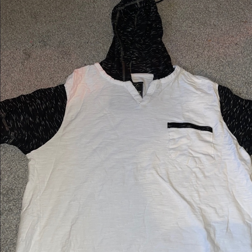Black and white hooded T-shirt